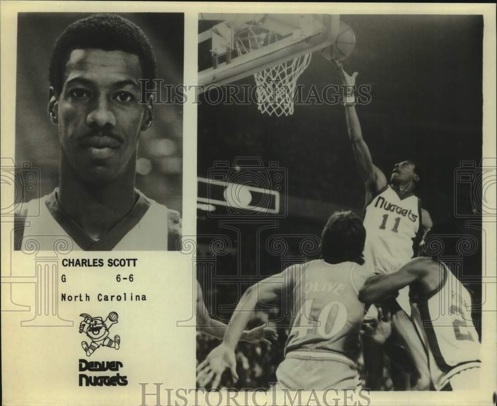 Press Photo Denver Nuggets Basketball Player Charles Scott Portrait, Action Shot- Historic Images