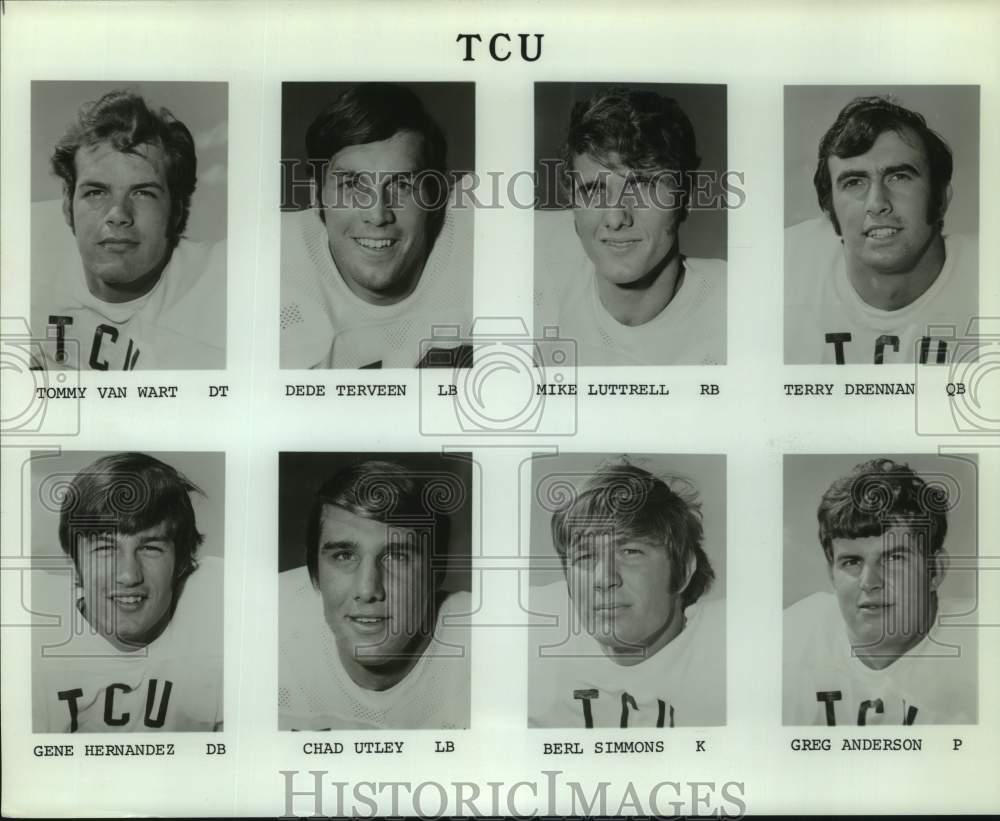 Press Photo Texas Christian University Football Team Member Portraits- Historic Images