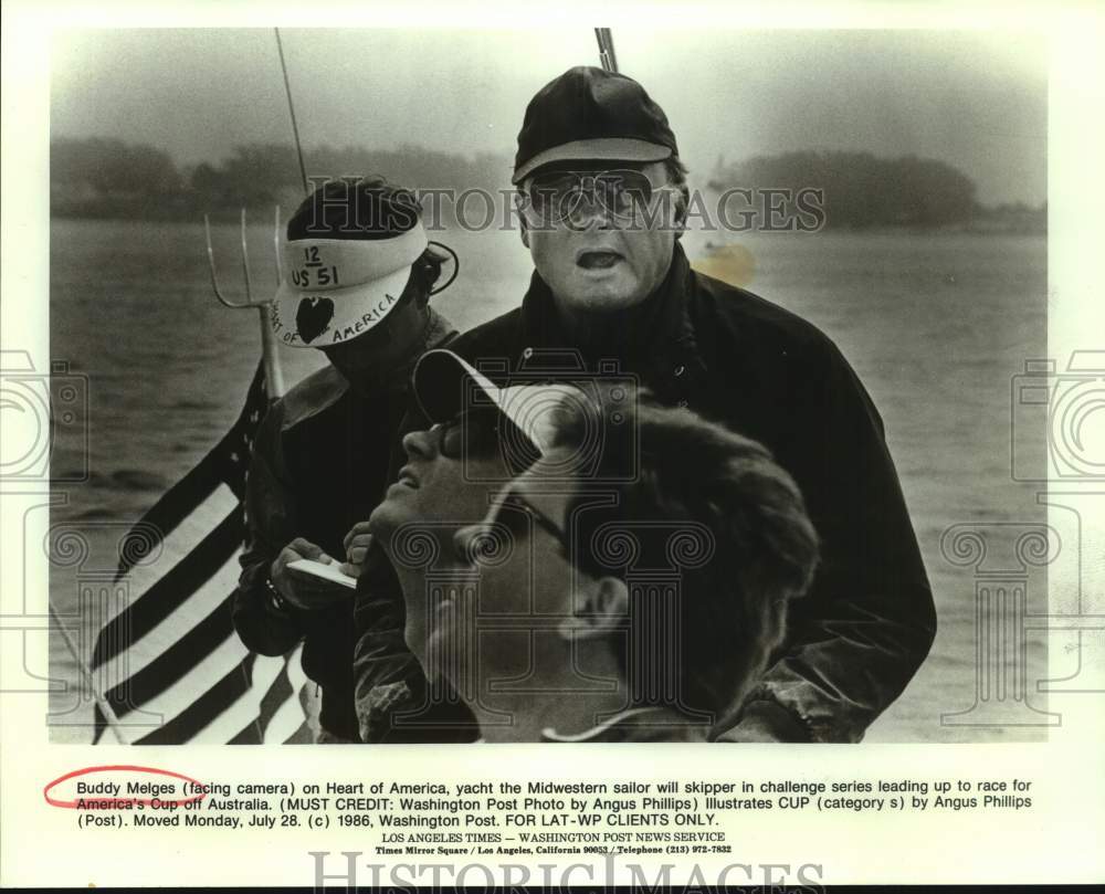 1986 Press Photo Sailor Buddy Melges on Yacht Heart of America - sas22418- Historic Images