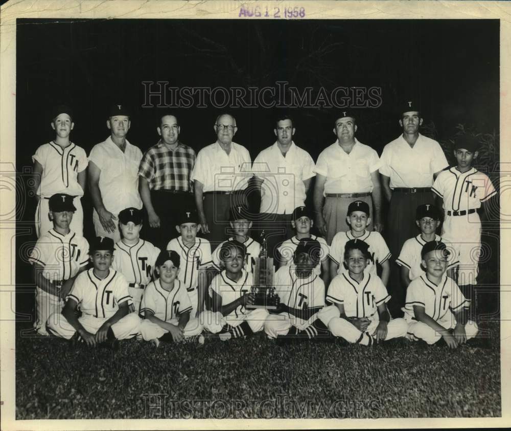 1958 Press Photo Traeger Millings Company Little League Baseball Team Portrait- Historic Images