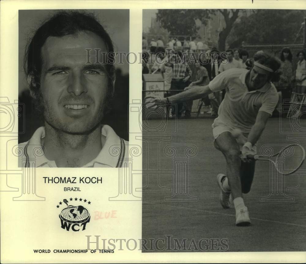 Press Photo Tennis Player Thomaz Koch Portrait &amp; Action Shot - sas22463- Historic Images