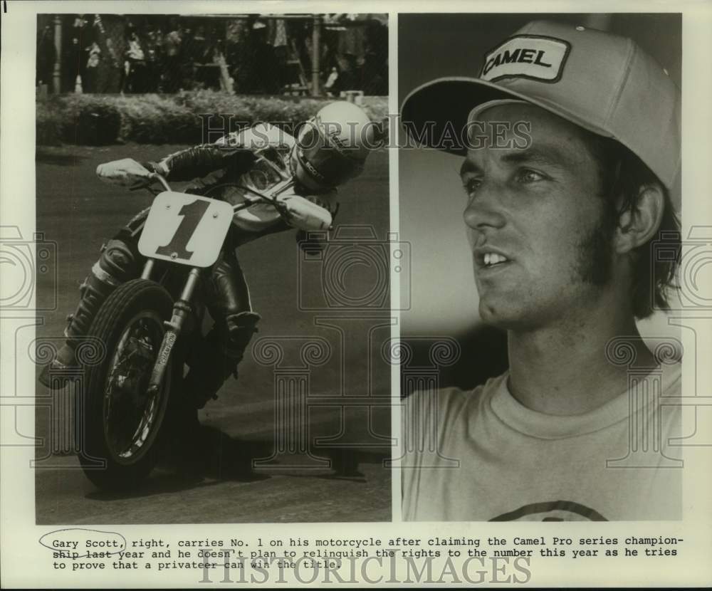 Press Photo Motorcycle Racer Gary Scott Action Shot & Portrait - sas22538- Historic Images
