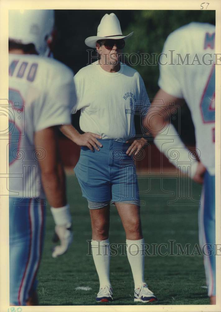 1989 Press Photo Houston Oilers Football Coach Jerry Glanville at Practice- Historic Images