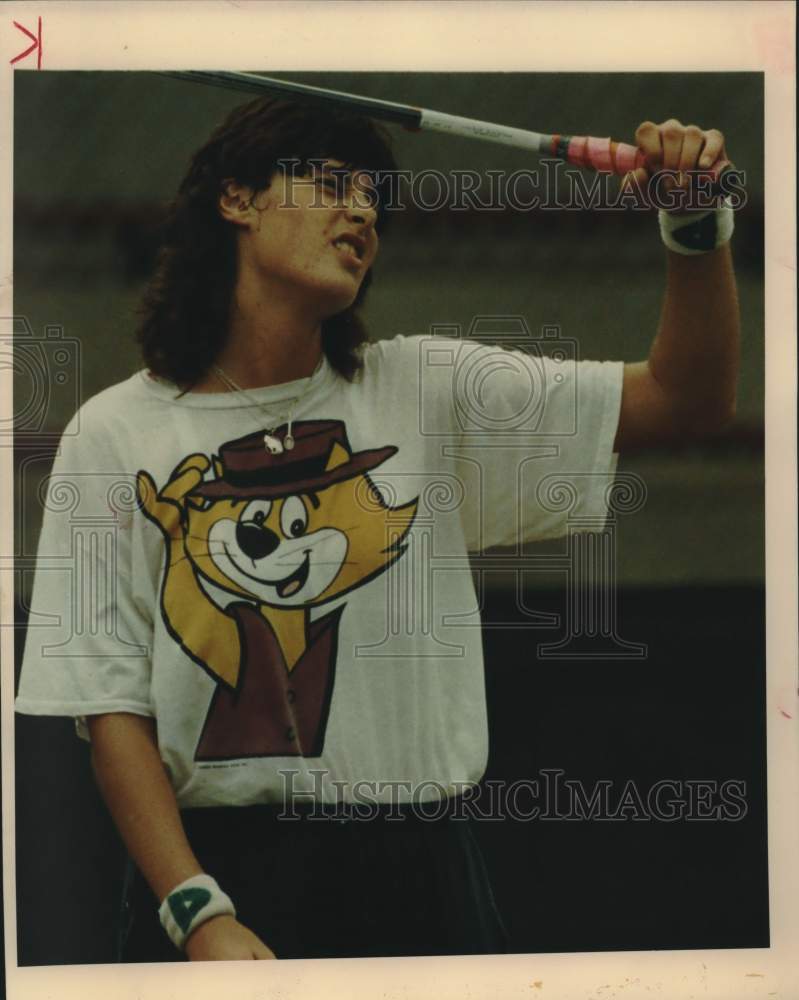 Press Photo Tennis Player Sara Gomer at Practice Session - sas22678- Historic Images