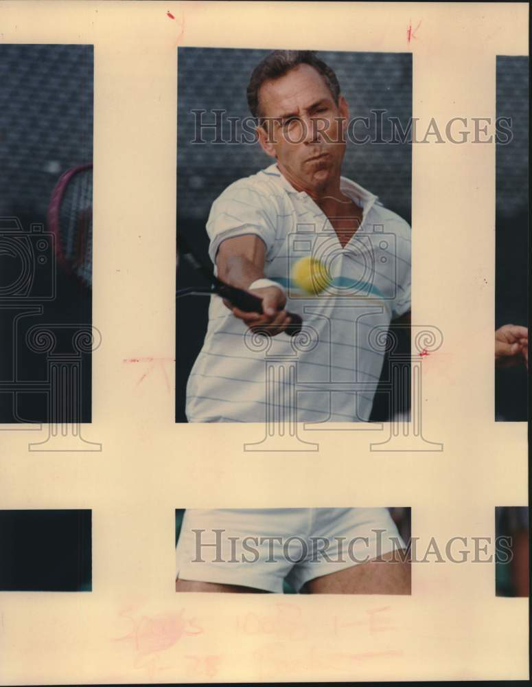 1990 Press Photo Tennis Player Dick Stockton Plays Match, Dominion Country Club- Historic Images