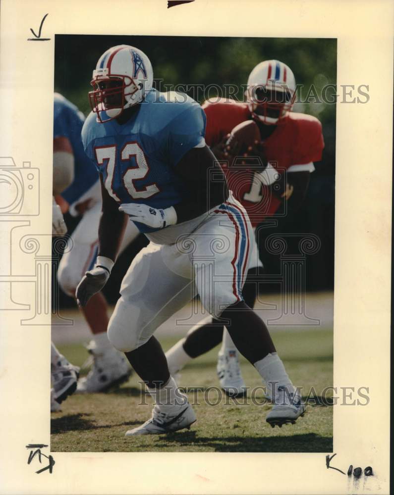 1993 Press Photo Houston Oilers Football Players Brad Hopkins &amp; Warren Moon- Historic Images