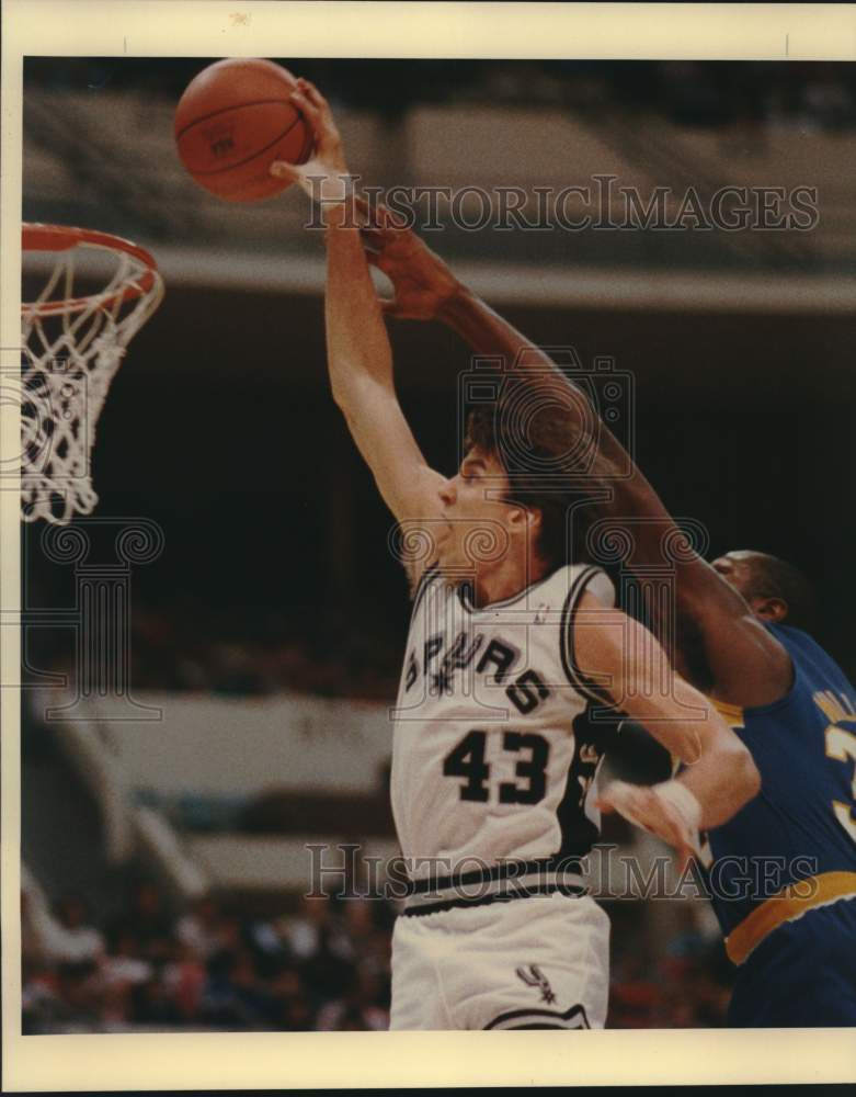 1987 Press Photo San Antonio Spurs &amp; Indiana Pacers Play Basketball - sas22973- Historic Images