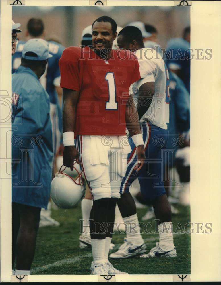 1992 Press Photo Houston Oilers Football Player Warren Moon at Training Camp- Historic Images