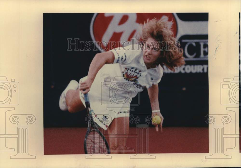 Press Photo Tennis Player Steffi Graf Serves Ball - sas23059- Historic Images