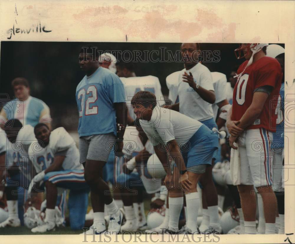 1988 Press Photo Houston Oilers Football Coach Jerry Glanville at Practice- Historic Images