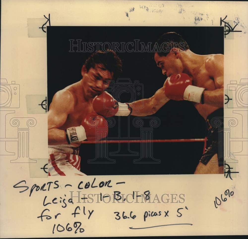 1991 Press Photo Boxers James Leija & Felipe De Jesus Fight at Arena - sas23178- Historic Images