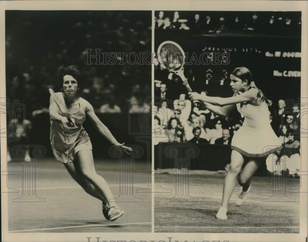 1976 Press Photo Tennis Players Billie Jean King &amp; Chris Evert - sas23190- Historic Images