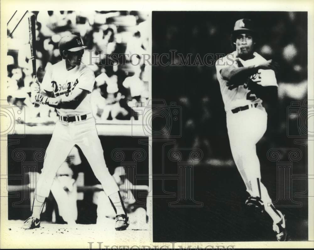 1987 Press Photo Los Angeles Dodgers Baseball Players Steve Sax & Mariano Duncan- Historic Images
