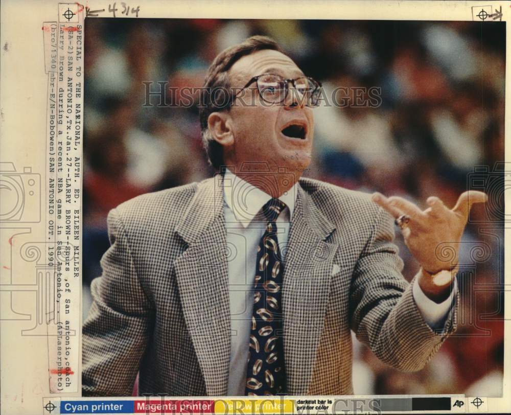 1990 Press Photo San Antonio Spurs Basketball Larry Brown - sas23358- Historic Images