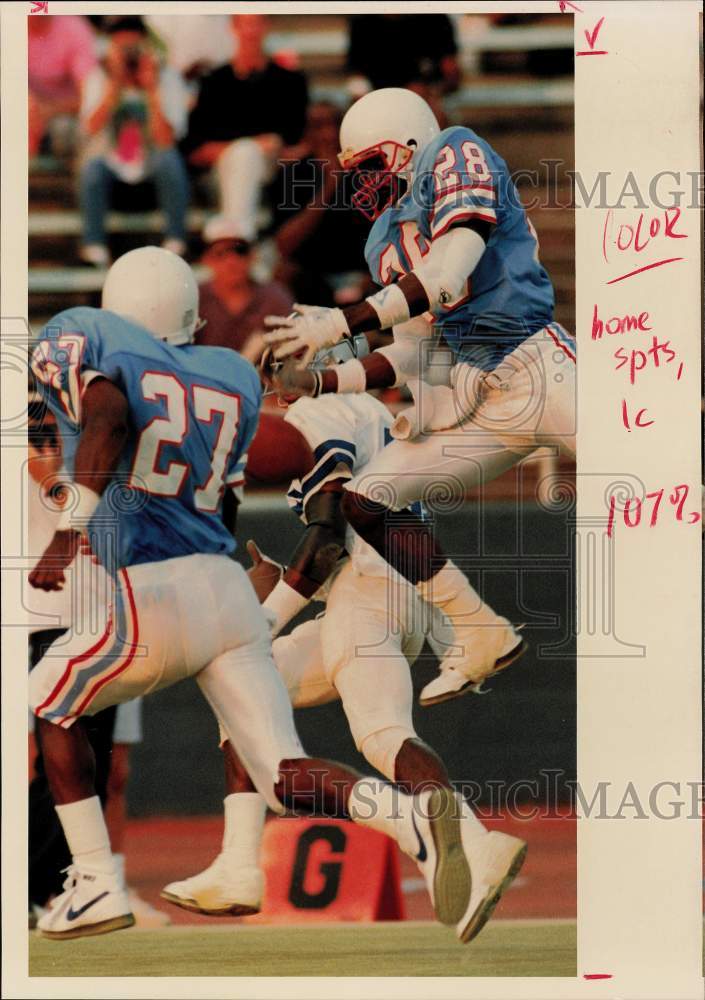 1990 Press Photo Houston Oilers Football Players Chris Dishman &amp; Terry Kinard- Historic Images