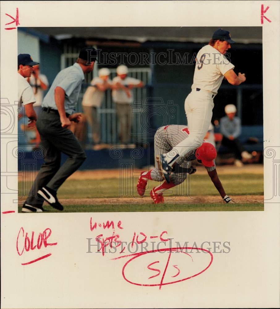 1991 Press Photo San Antonio Missions &amp; El Paso Diablos Play Baseball- Historic Images