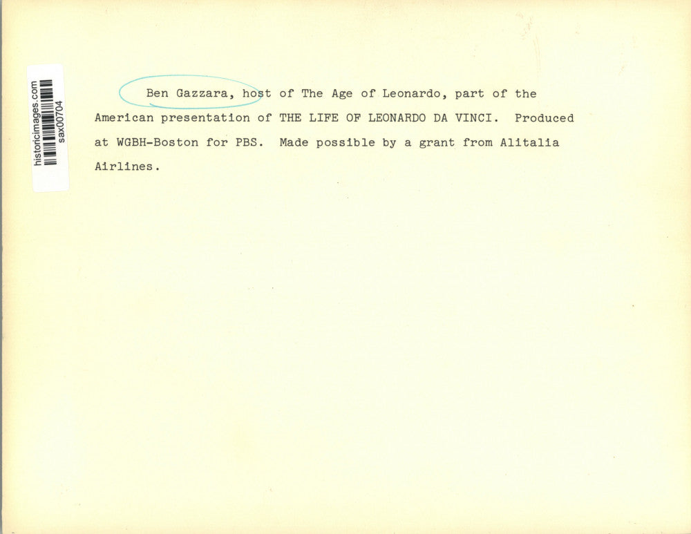 Press Photo Ben Gazzara, host of The Age of Leonardo on PBS Television Network