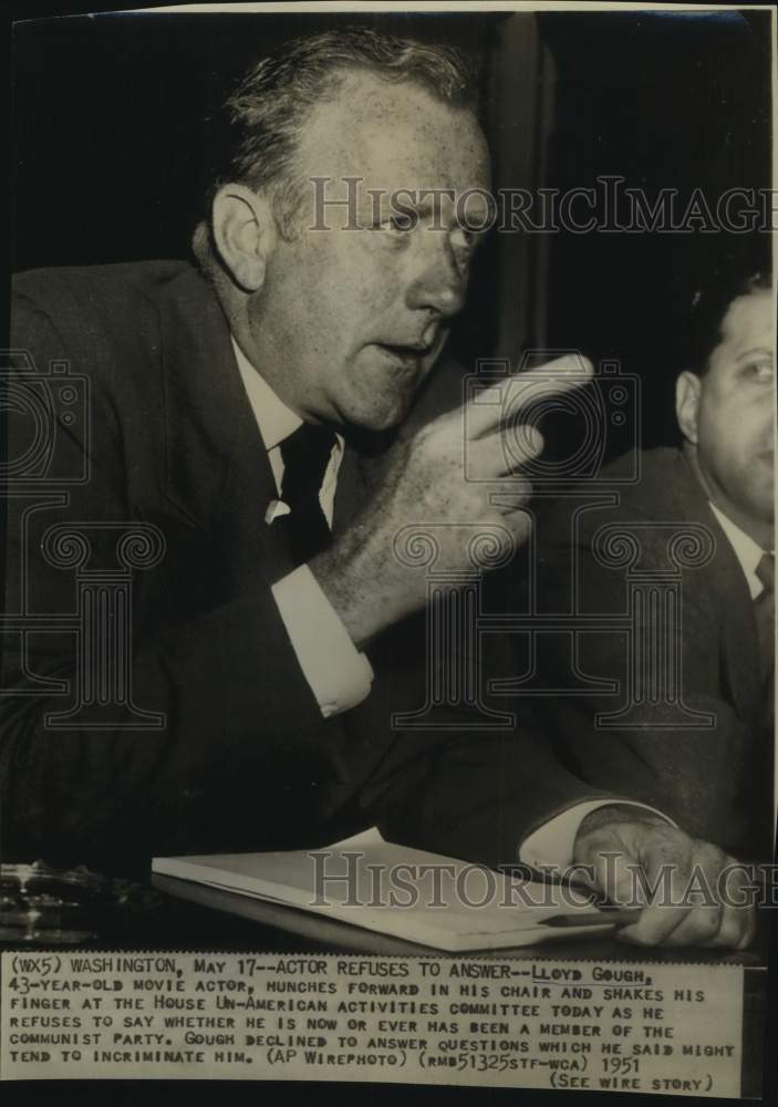 1951 Press Photo Lloyd Gough, 43 year old movie Actor at Un-American Committee