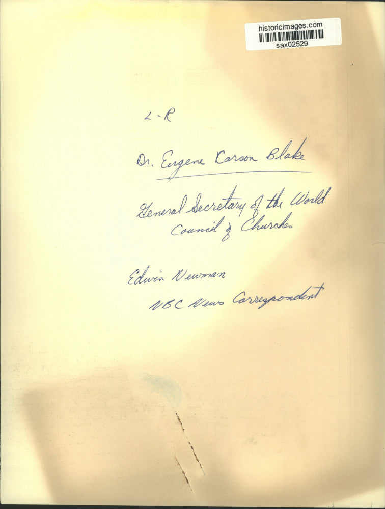 Press Photo Dr. Eugene Carson Blake and Edwin Newsman, NBC News Correspondent