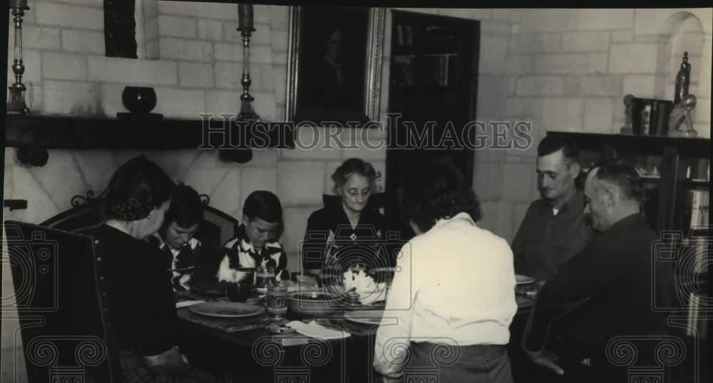 1951 Press Photo Allan Baker at Family Reunion at home - sax02813- Historic Images