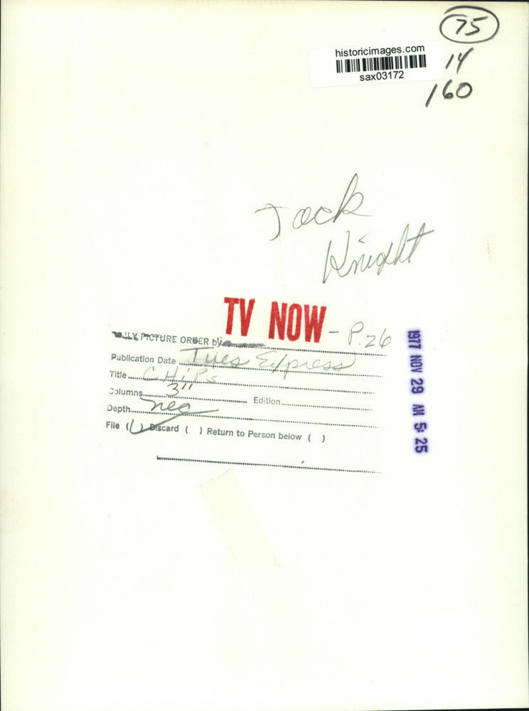 1977 Press Photo Jack Knight with CHiPs Actors - sax03172