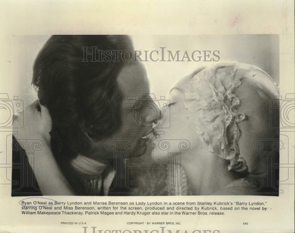 1975 Press Photo Actors Ryan O'Neal and Marisa Berenson in "Barry Lyndon" Movie
