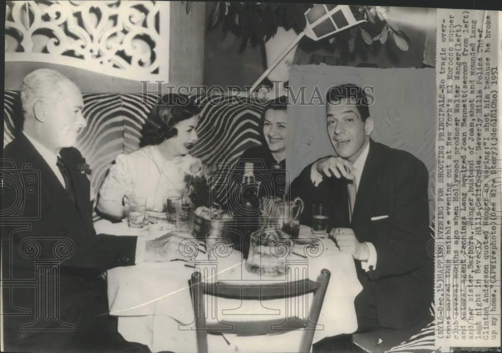 1951 Press Photo Hollywood Producer Walter Wanger with Others at Supper Club- Historic Images