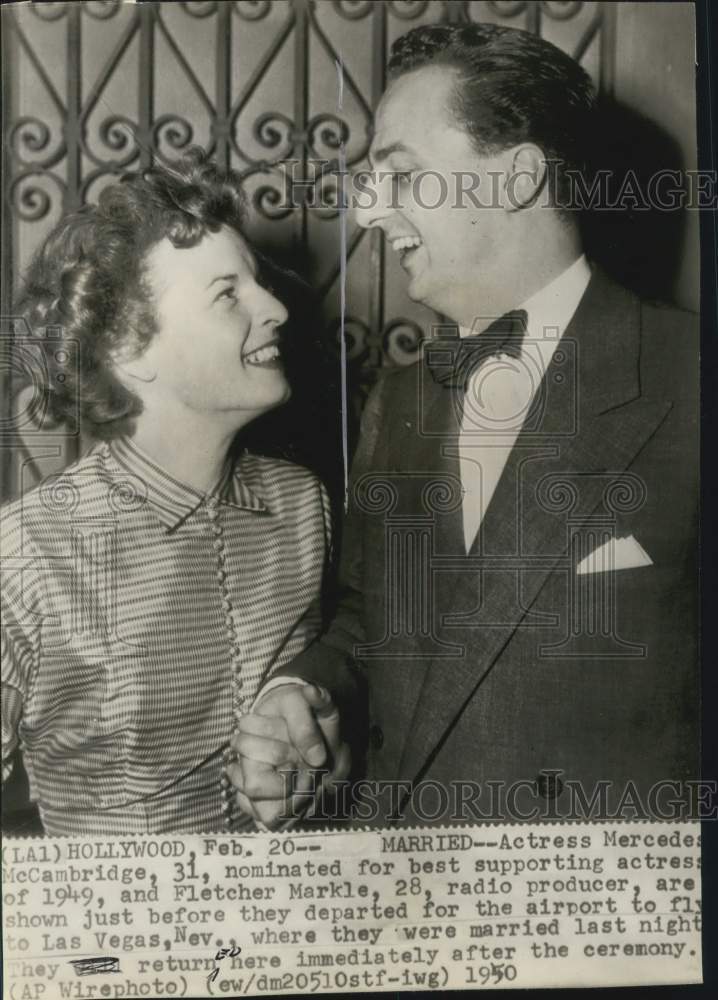 1950 Press Photo Actress Mercedes McCambridge and Husband Fletcher Markle- Historic Images
