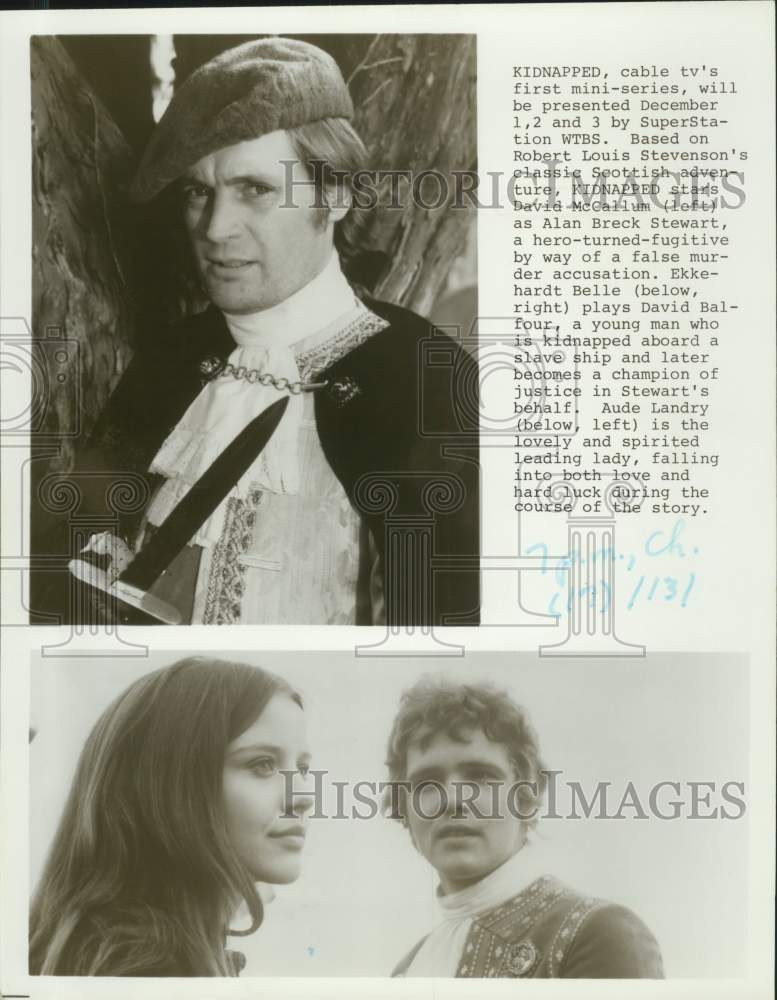 Press Photo Actor David McCallum in Kidnapped movie - sax05320