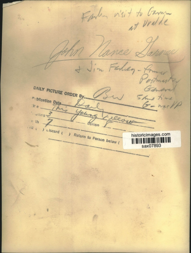 Press Photo John Nance Garner and Former Postmaster General Jim Farley in Uvalde