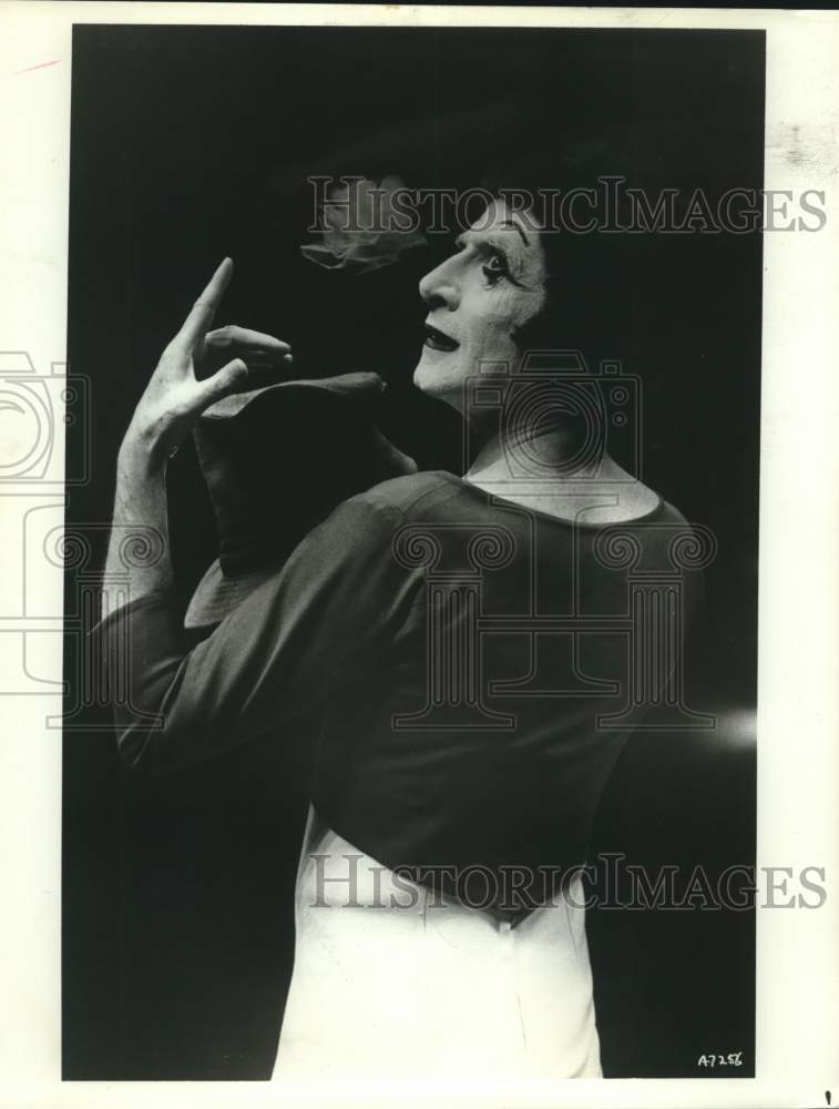 1984 Press Photo Marcel Marceau, Pantomime Artist at Laurie Auditorium