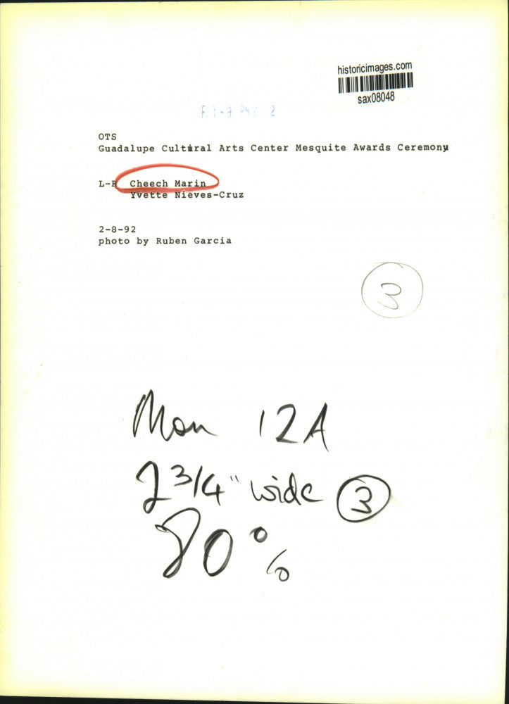 1992 Press Photo Comedian Cheech Marin at Guadalupe Cultural Arts Center Event