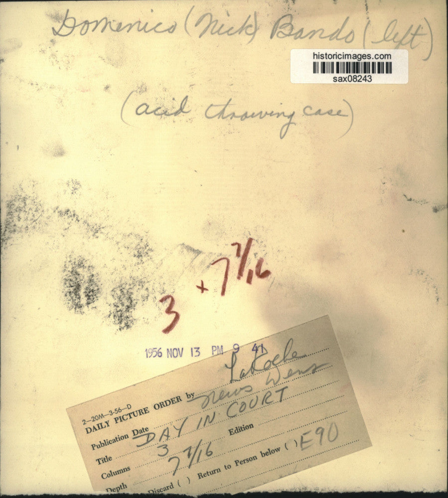 1956 Press Photo Domenico "Nick" Bando at Court for Acid Throwing Case