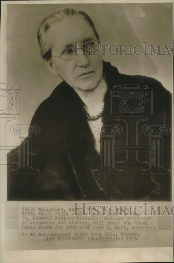 1946 Press Photo Emily Greene Balch, Nobel Peace Prize Winner and Professor