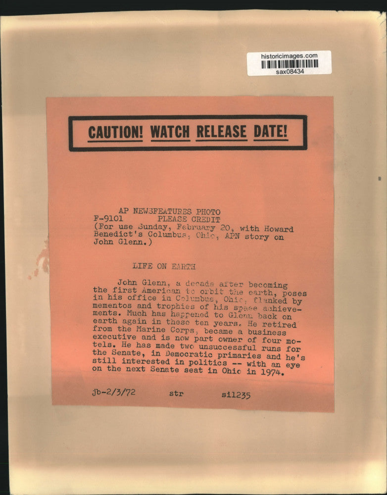 1972 Press Photo Astronaut John Glenn at Columbus, Ohio Office - sax08434