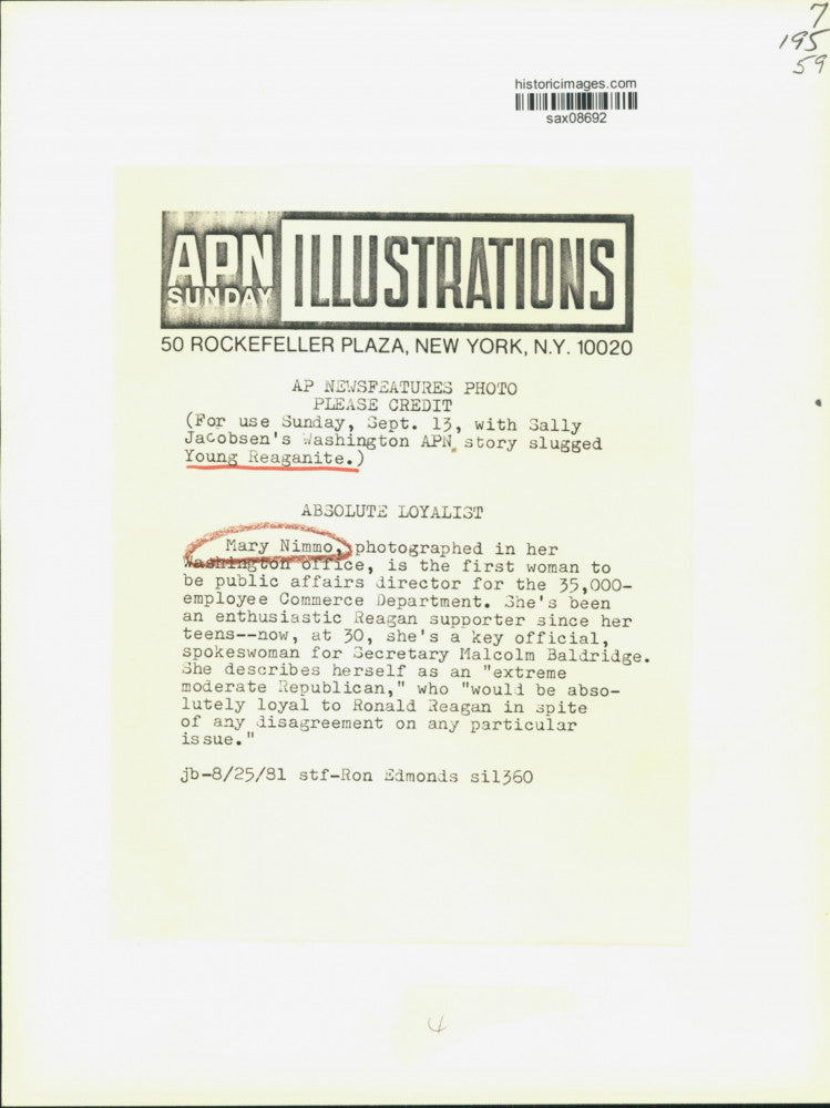 1981 Press Photo Commerce Public Affairs Director Mary Nimmo, Washington Office