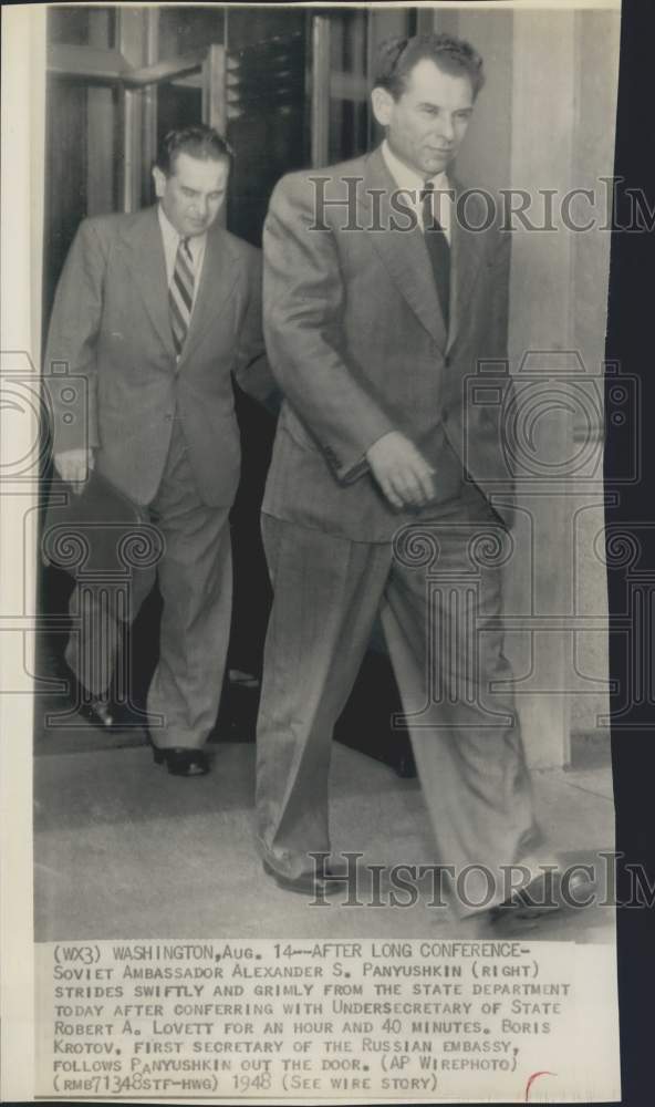 1948 Press Photo Alexander S. Panyushkin & Boris Krotov Exit Washington Meeting