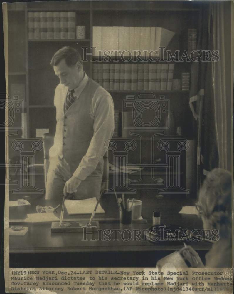 1975 Press Photo New York State Special Prosecutor Maurice Nadjari in office