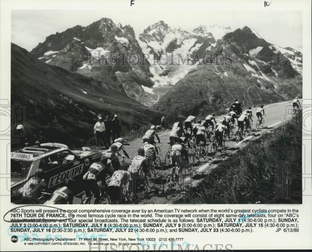 1989 Press Photo 76th Tour De France riding through the mountains - sax10063- Historic Images