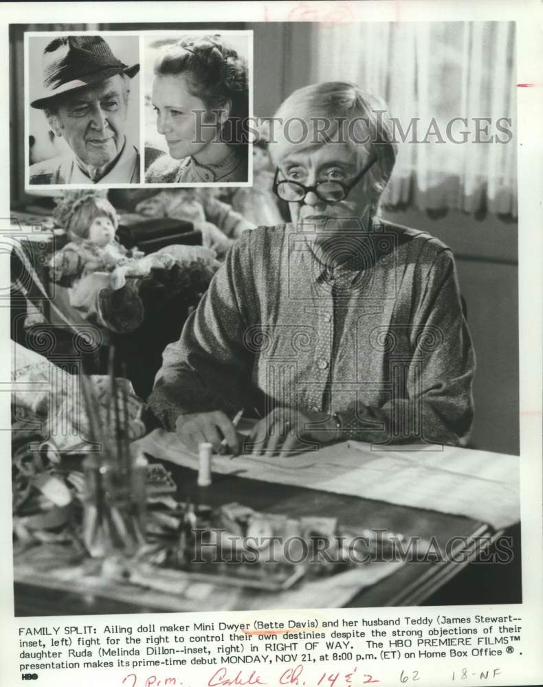 1983 Press Photo Bette Davis and James Stewart in scene from Right of Way- Historic Images