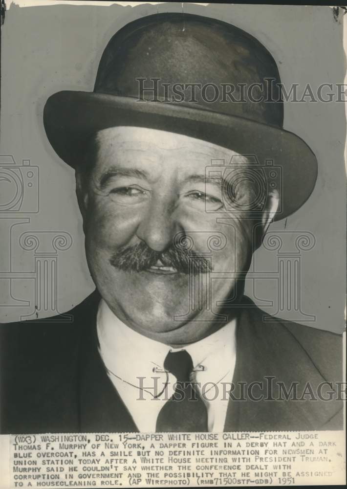 1951 Press Photo Federal Judge Thomas F. Murphy, Washington - sax10280
