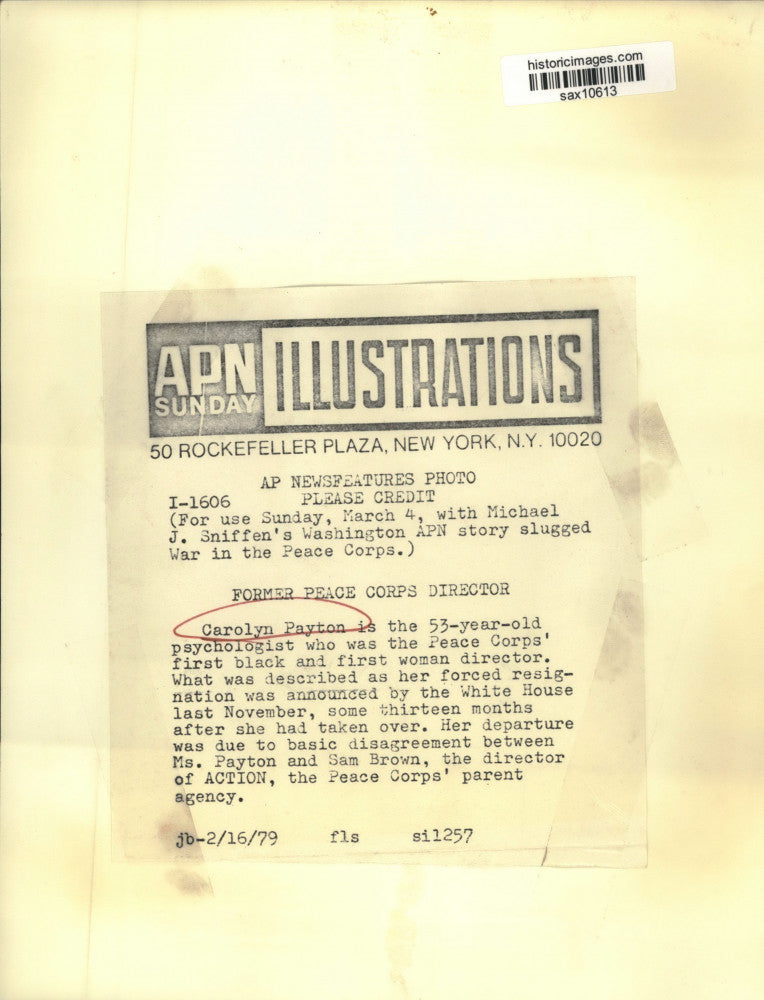 1979 Press Photo First Black & Woman Peace Corp Director Carolyn Payton