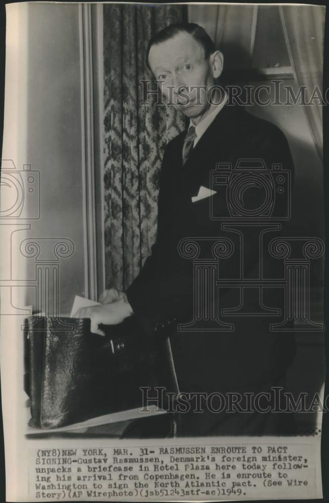 1949 Press Photo Gustav Rasmussen, Foreign minister of Denmark, New York