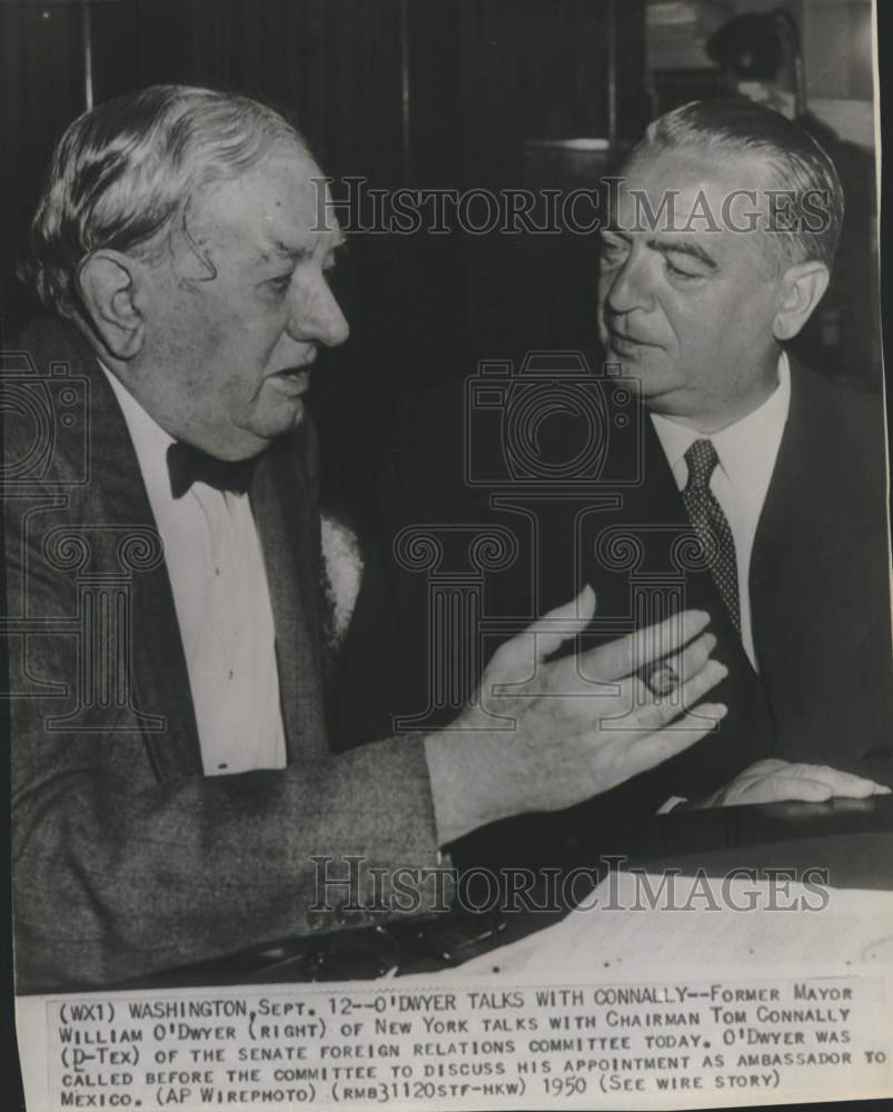 1950 Press Photo William O'Dwyer talking with Tom Connally, Washington