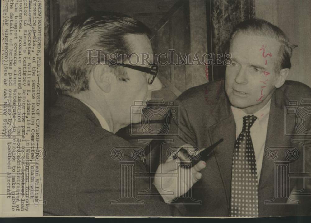 Press Photo Senator William Proxmire & Treasure Secretary William E. Simon