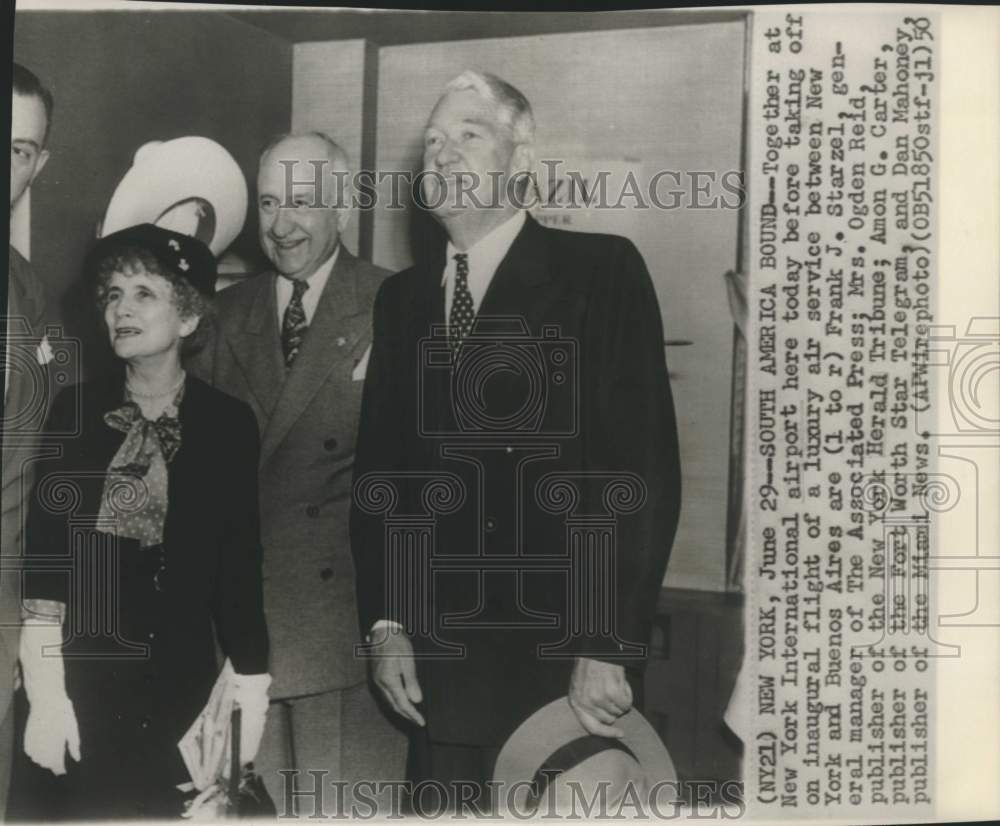 1950 Press Photo Newspaper Officials Take Luxury Inaugural Flight, New York- Historic Images