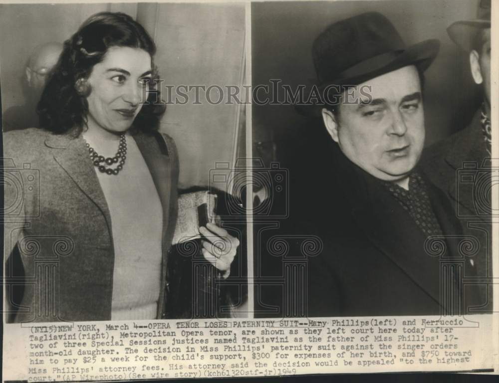 1949 Press Photo Ferruccio Tagliavini named father in paternity suit, New York- Historic Images