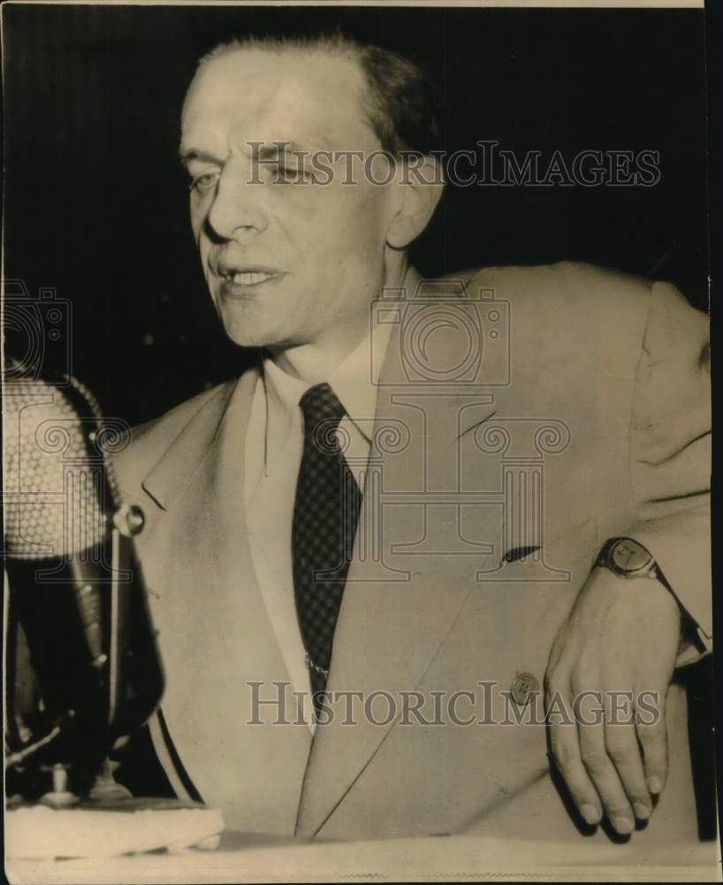 1948 Press Photo Gilda Burke, Victor Perlo testify in Red Spy Probe, Washington- Historic Images