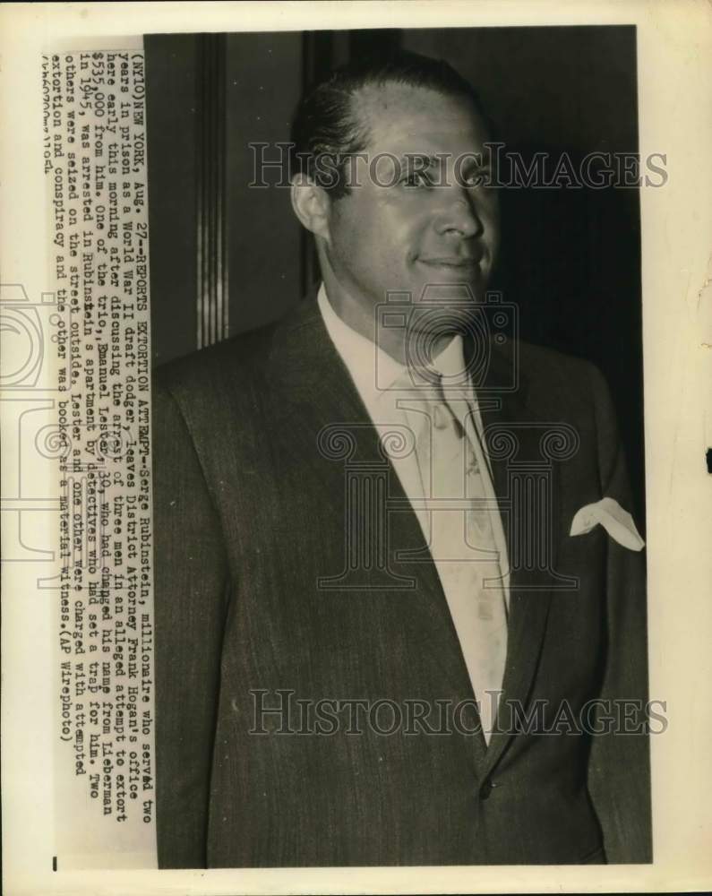 1954 Press Photo Serge Rubinstein Leaves New York District Attorney&#39;s Office- Historic Images