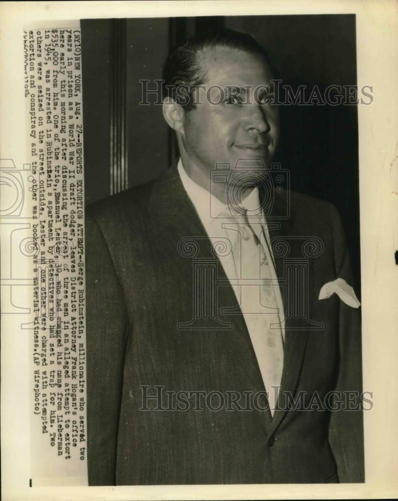 1954 Press Photo Serge Rubinstein Leaves New York District Attorney's Office- Historic Images